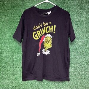 vintage Y2K Don’t Be A Grinch Black Shirt L Dr Suess tag Cartoons Christmas